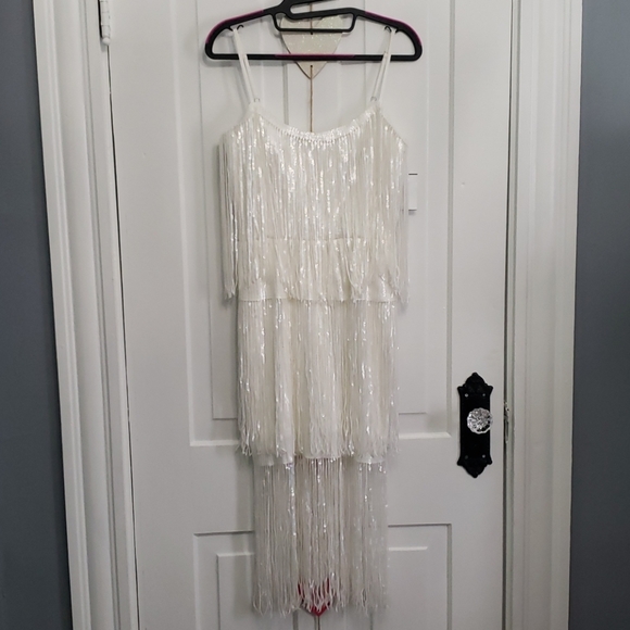 ✨NWT Dress The Population White Roxy Fringe Dress - Picture 2 of 7